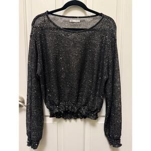 ZARA Metallic Shimmer Lightweight Knit Top – Size L